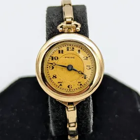 1890s PRIDE Transitional Wristwatch Swiss Movement 15 Jewels 2 Adjustments 12K GF