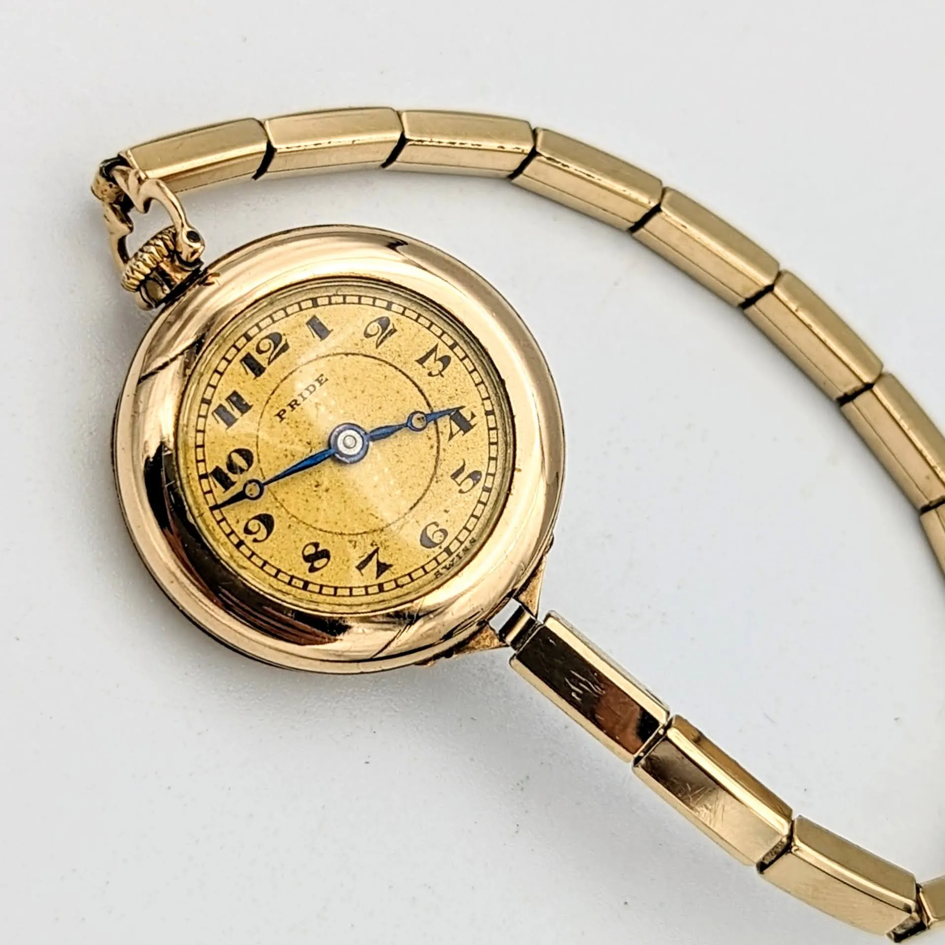 1890s PRIDE Transitional Wristwatch Swiss Movement 15 Jewels 2 Adjustments 12K GF