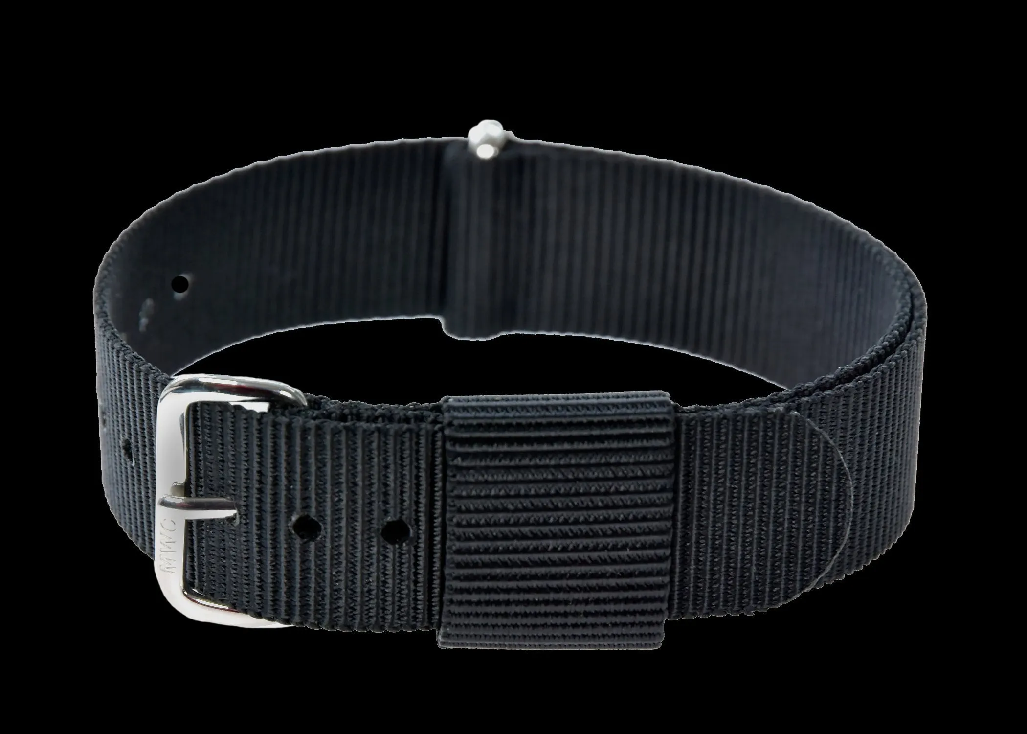18mm US Hybrid Pattern Black Military Watch Strap (Chrome Fasteners)