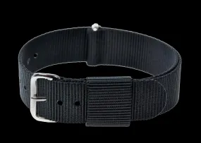 18mm US Hybrid Pattern Black Military Watch Strap (Chrome Fasteners)