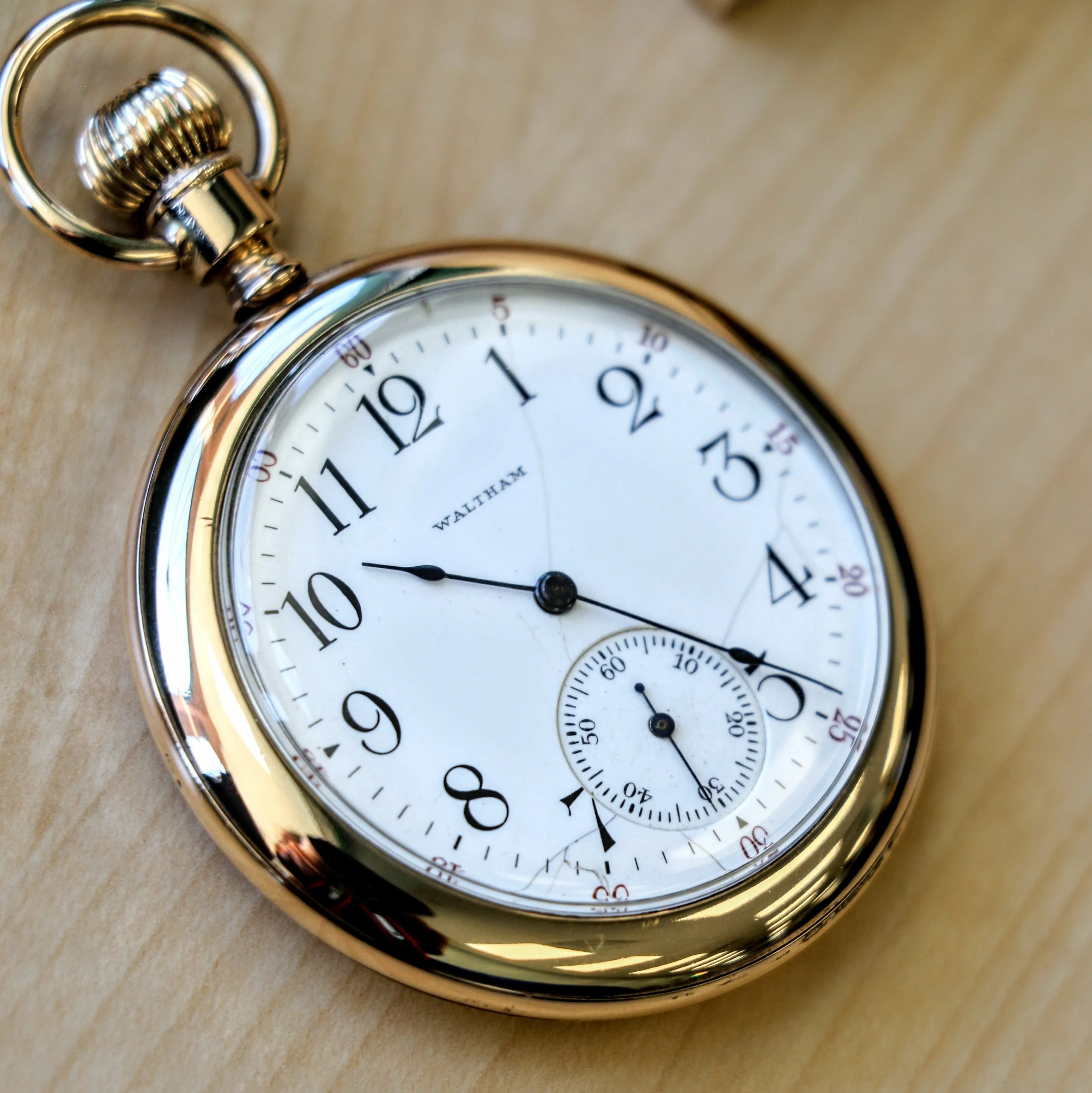 1907 WALTHAM Pocket Watch 12s Openface 7 Jewels Grade 210 14K Yellow GF