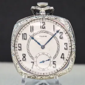 1925 ELGIN Dress Pocket Watch 12s 15 Jewels Grade 315 Fancy Engraved Decorative Cushion Case