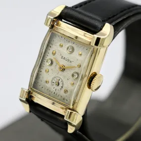1940 GRUEN Watch Fancy Lugs - Diamond Dial Vintage Manual Wristwatch - In BOX!