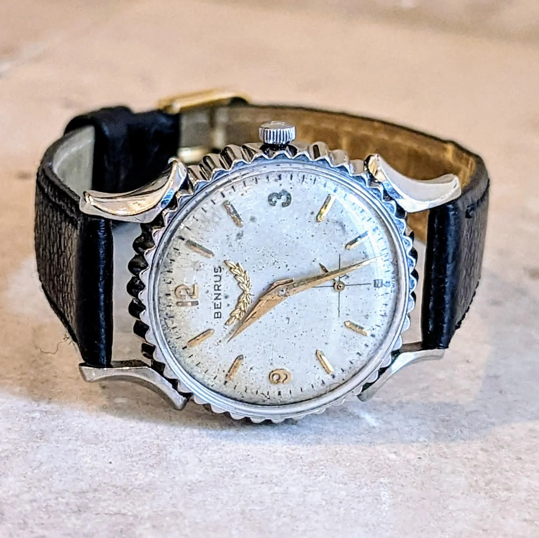 1940's BENRUS Bottle Cap Watch Model BB 14 Swiss Wristwatch 10K GF