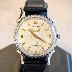 1940's BENRUS Bottle Cap Watch Model BB 14 Swiss Wristwatch 10K GF
