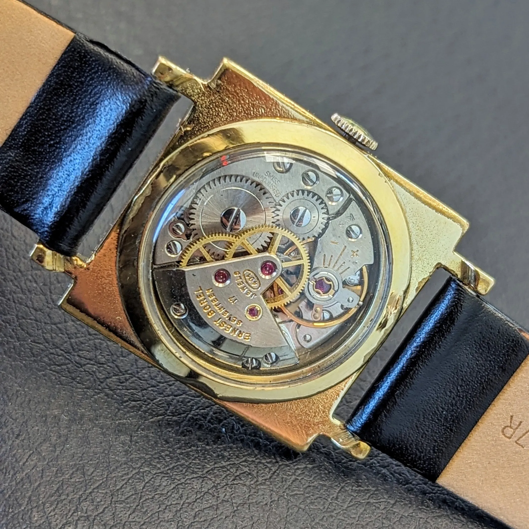 1950s ERNEST BOREL Cocktail Watch Kaleidoscope Dial 26mm Swiss Wristwatch