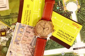 1950s Vintage DOXA VALJOUX 72C Triple Date Day Calendar Chronograph Gold Watch
