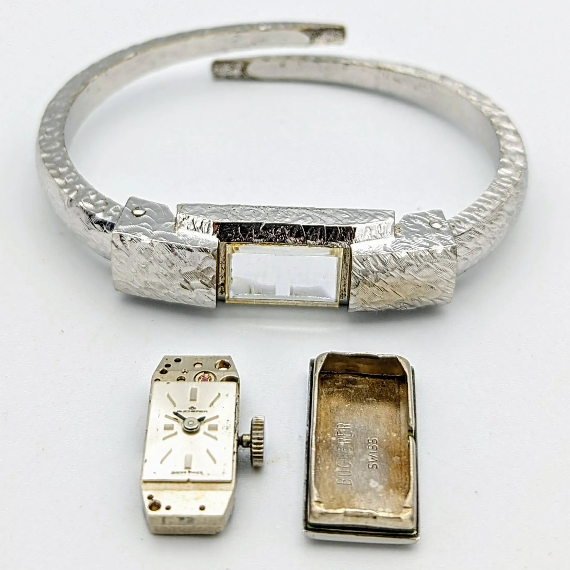 1960s BUCHERER Ladies Vintage Cuff Wristwatch Swiss Movement 59-21, 17J 3 Adjs