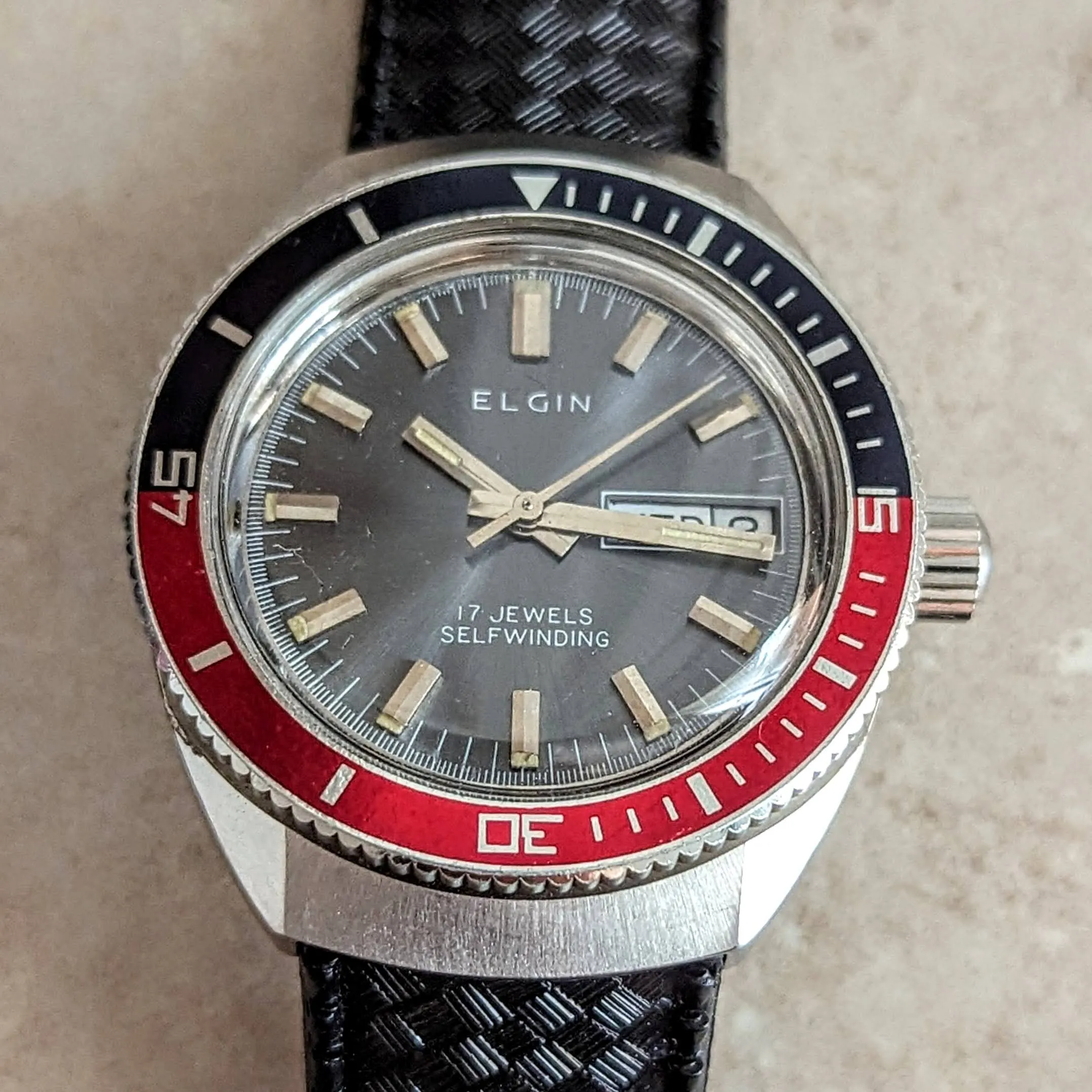 1960s ELGIN Diver Automatic Wristwatch Day/Date Ref. DH6312 Cal. ETA 2879 Watch