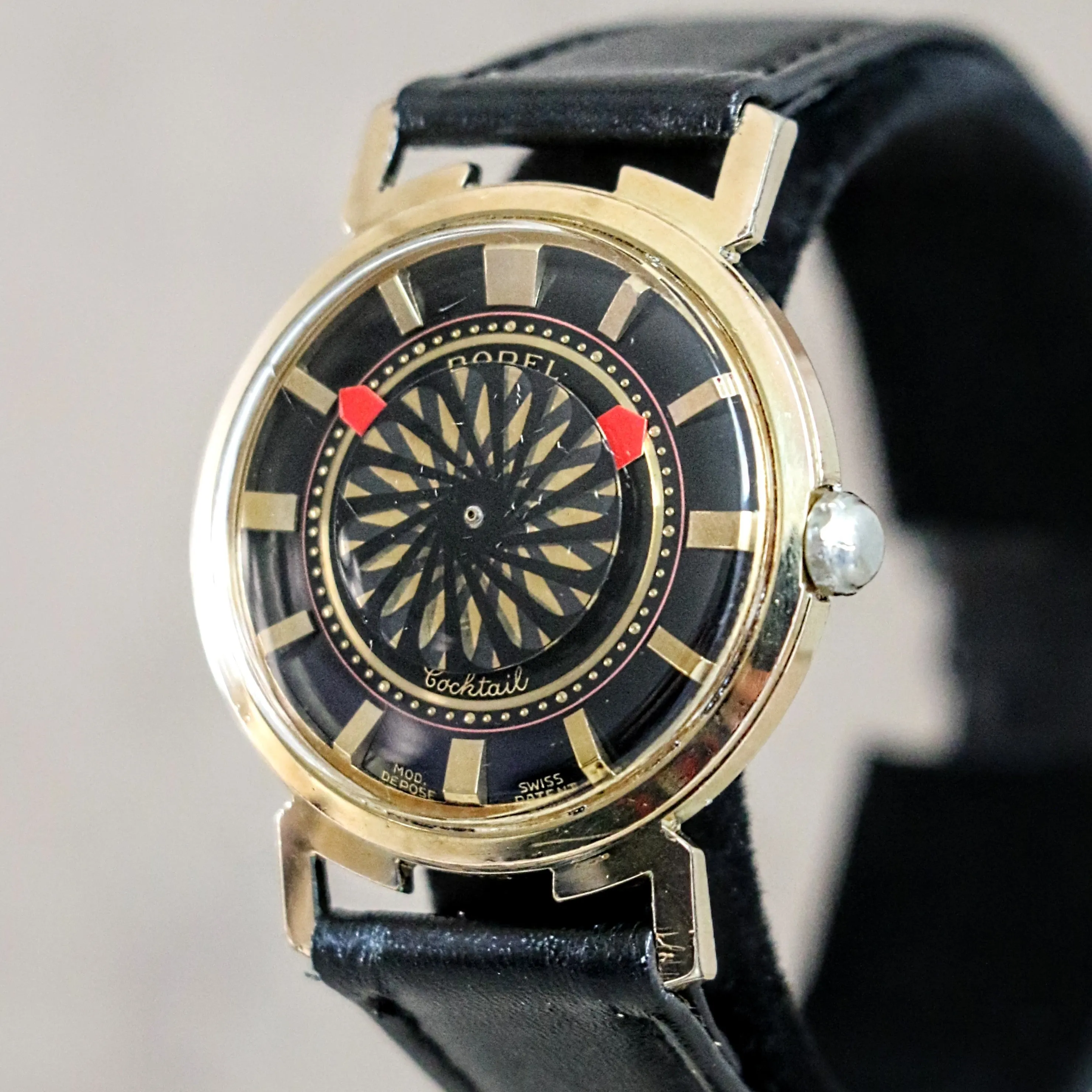 1960's ERNEST BOREL Cocktail Automatic Wristwatch Kaleidoscope Dial Swiss Made Watch