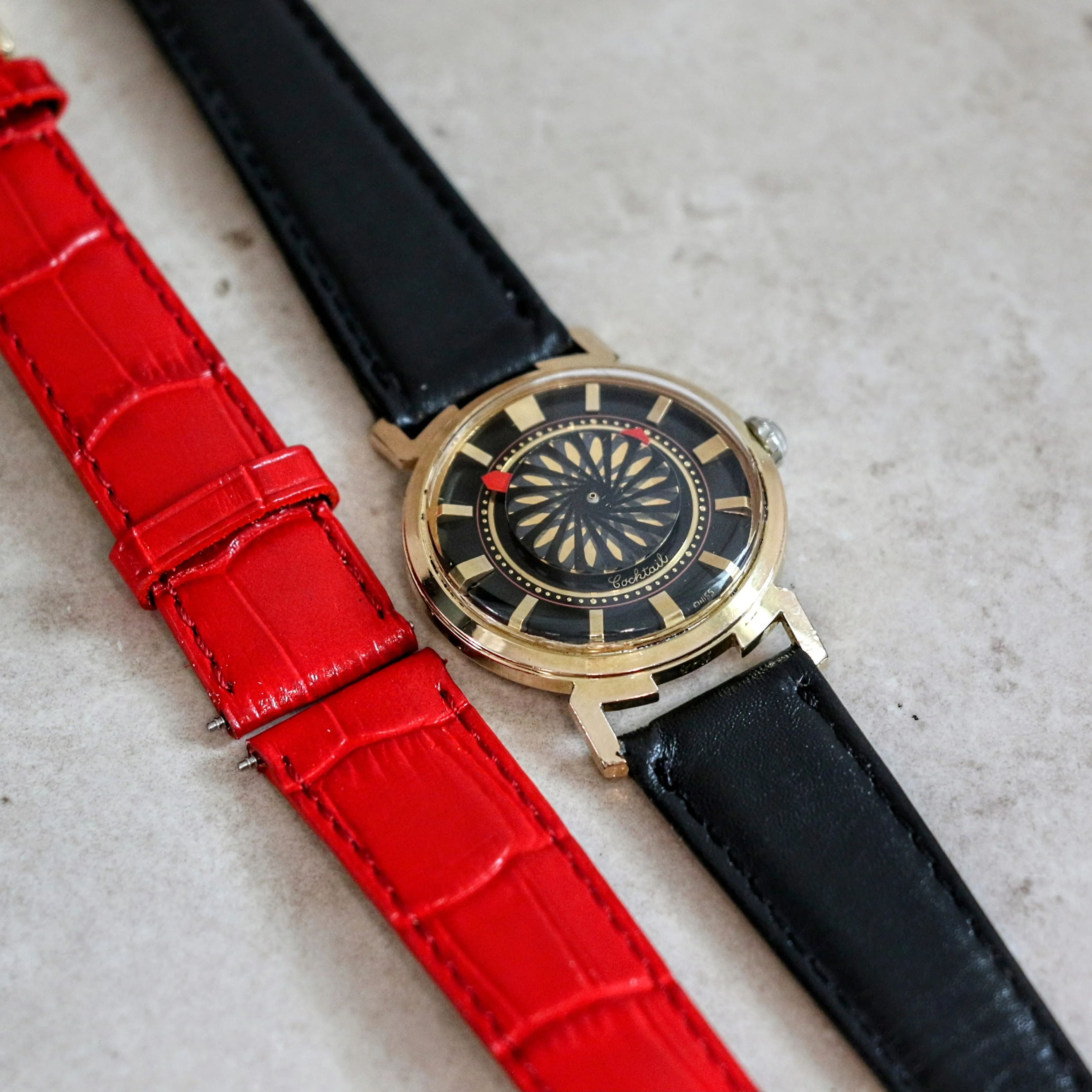 1960's ERNEST BOREL Cocktail Automatic Wristwatch Kaleidoscope Dial Swiss Made Watch