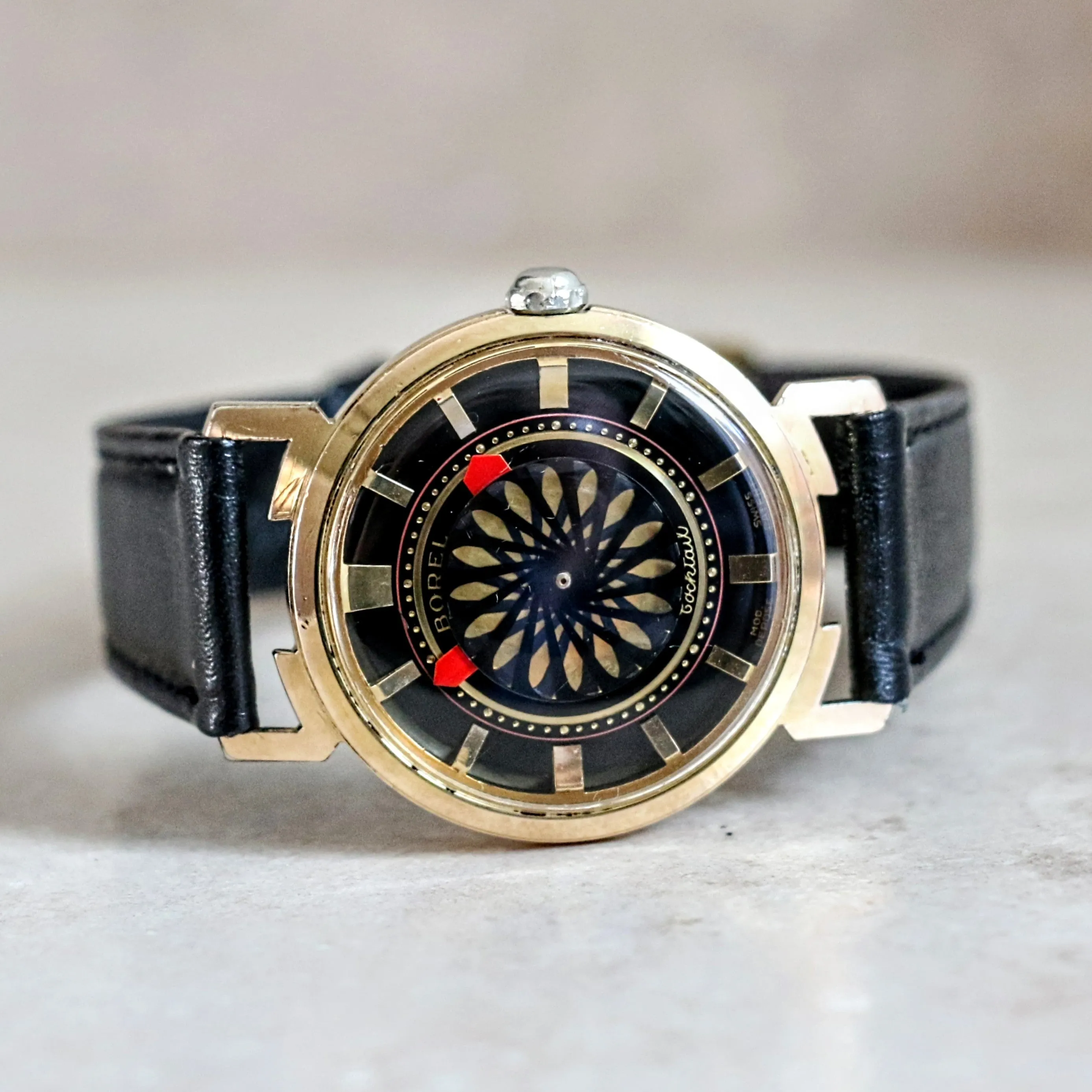 1960's ERNEST BOREL Cocktail Automatic Wristwatch Kaleidoscope Dial Swiss Made Watch