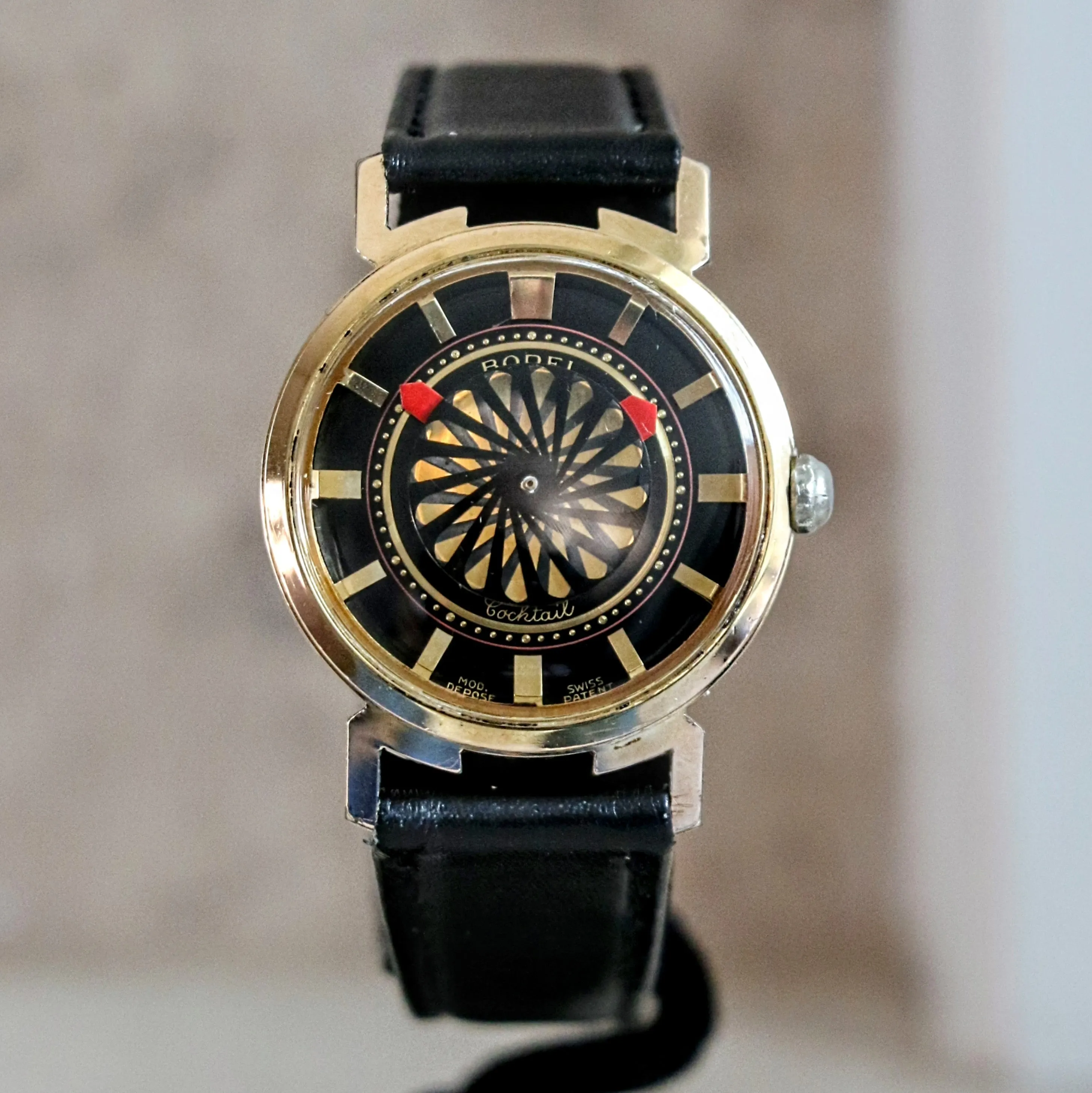 1960's ERNEST BOREL Cocktail Automatic Wristwatch Kaleidoscope Dial Swiss Made Watch