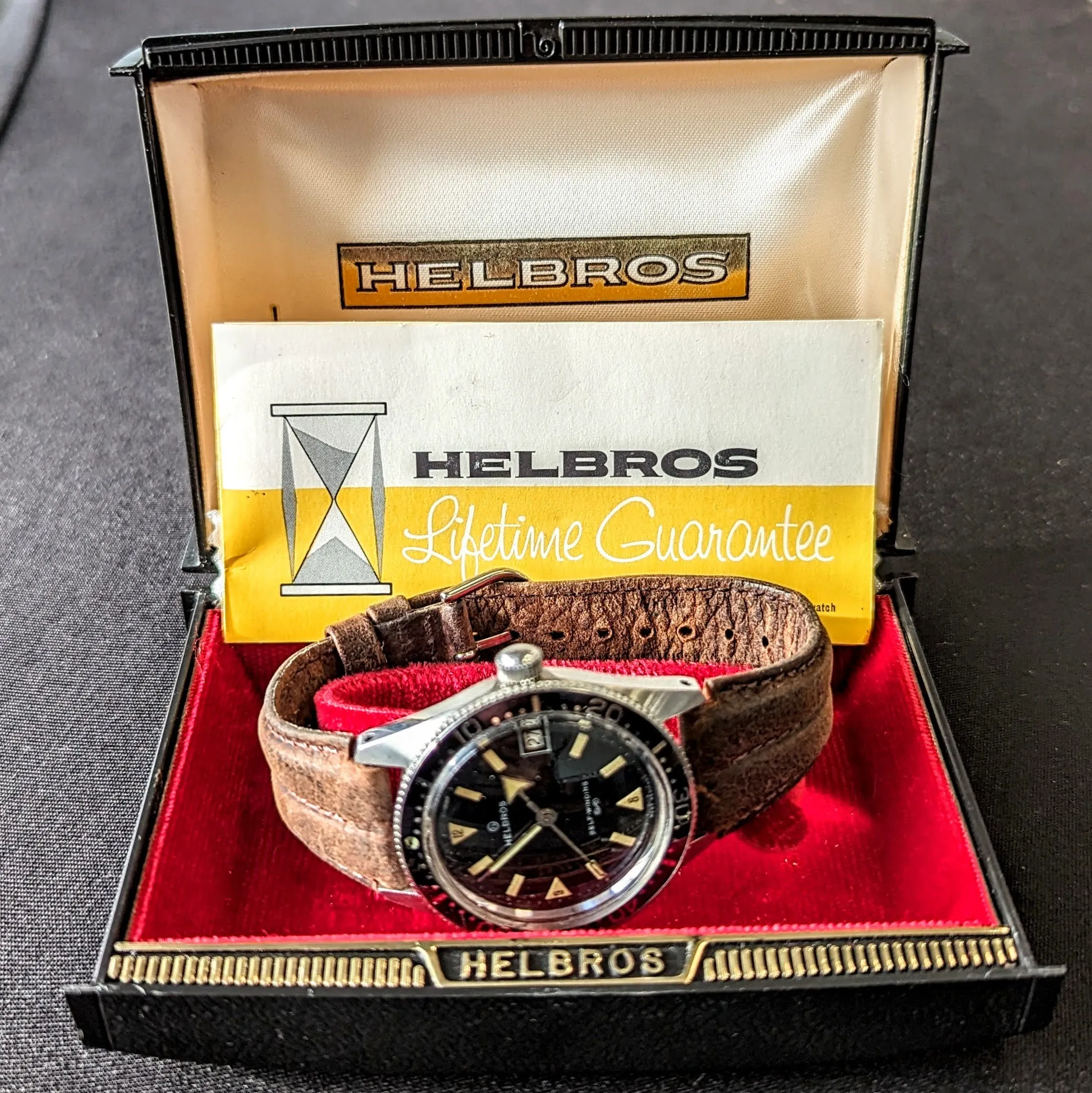 1960s HELBROS Invincible Skin Diver Automatic Wristwatch 17 Jewels Cal. PUW 1461 Germany Made