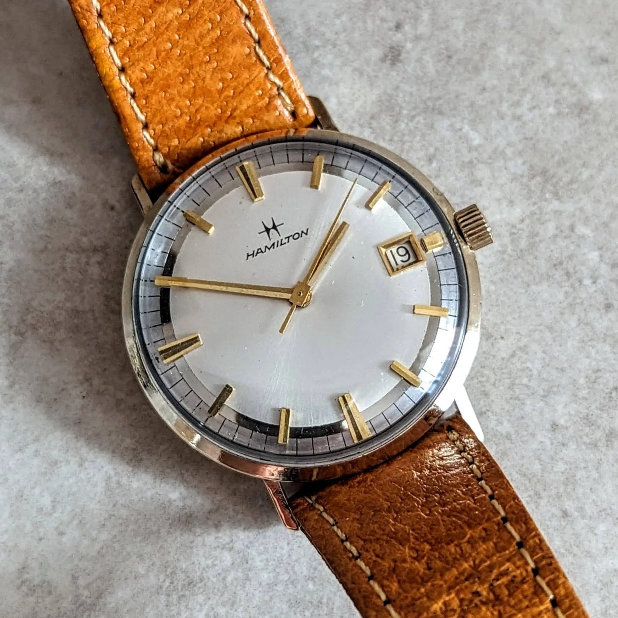 1966 HAMILTON Dateline S-675 Calendar Watch Cal. 62 (ETA 2406) Swiss Vintage Wristwatch