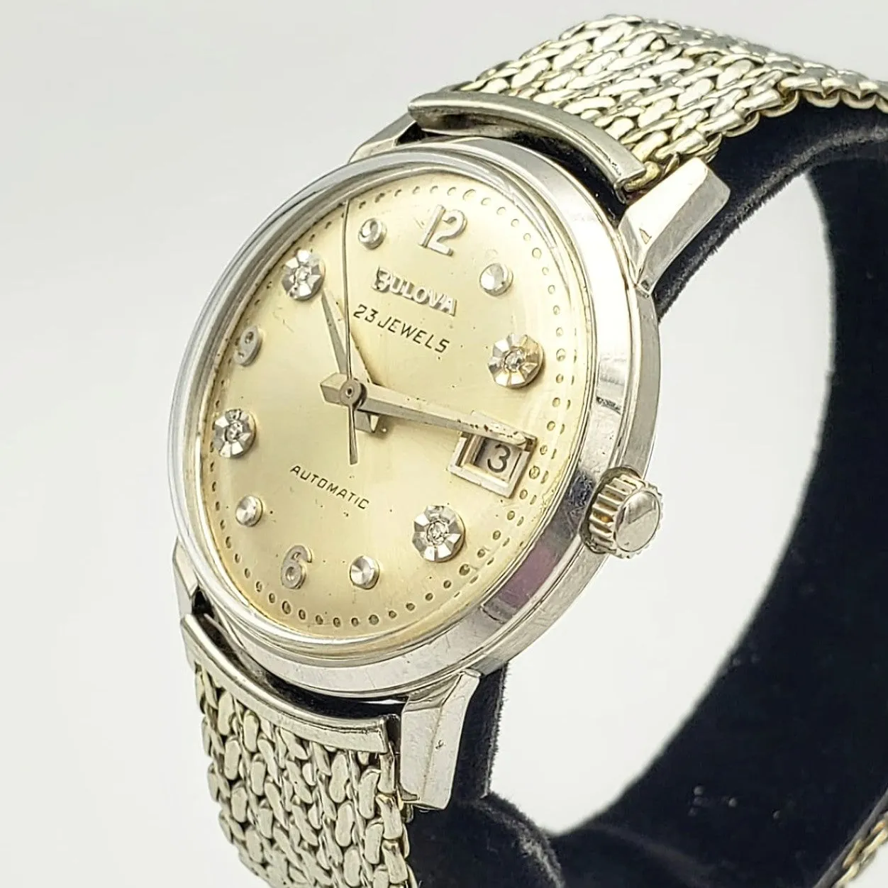 1969 BULOVA Beau Brummell Automatic Wristwatch 23J Cal. 10CPACD Date Window Watch