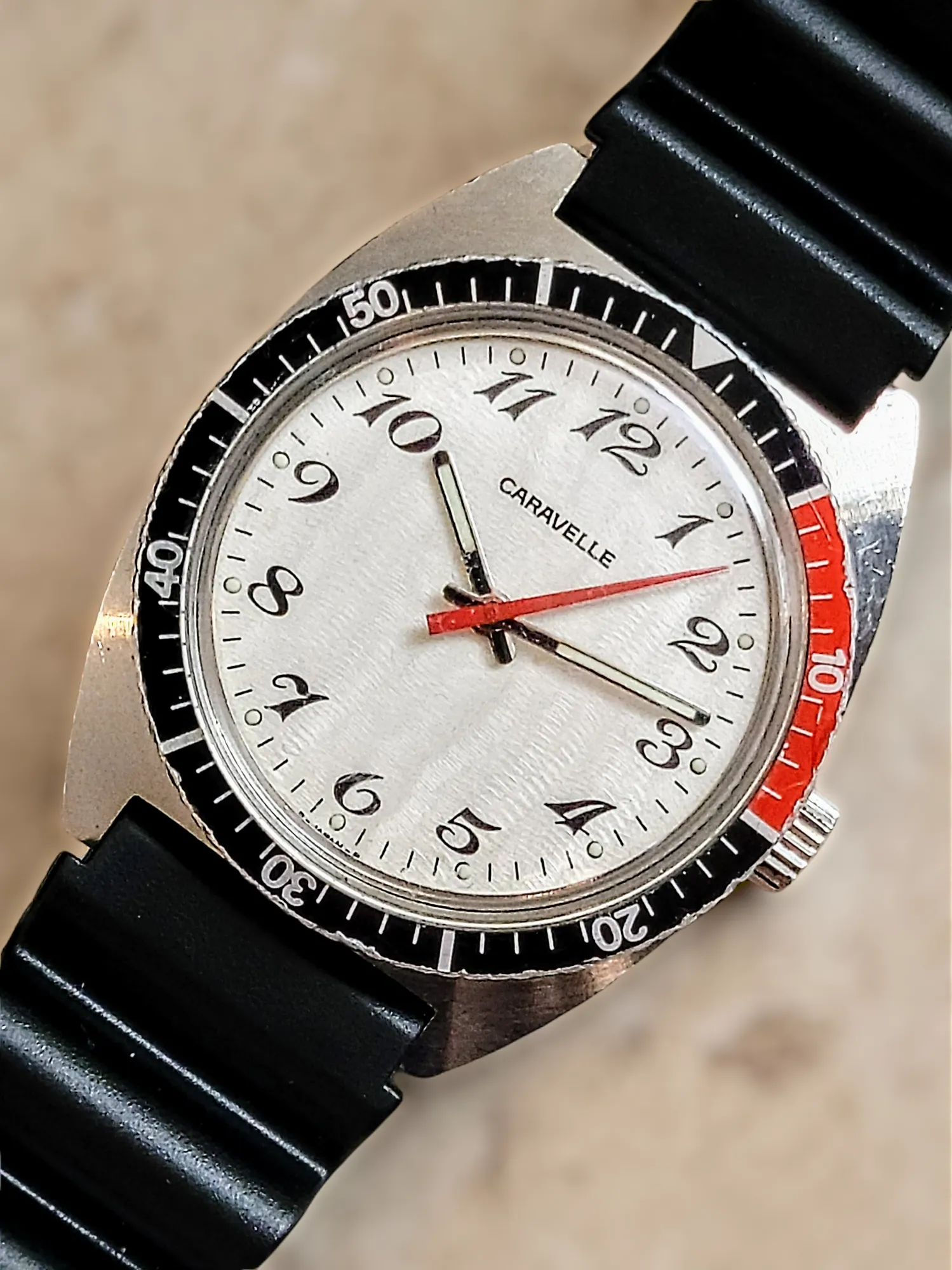 1977 CARAVELLE By Bulova Diver Watch Pepsi Bezel - All S. Steel