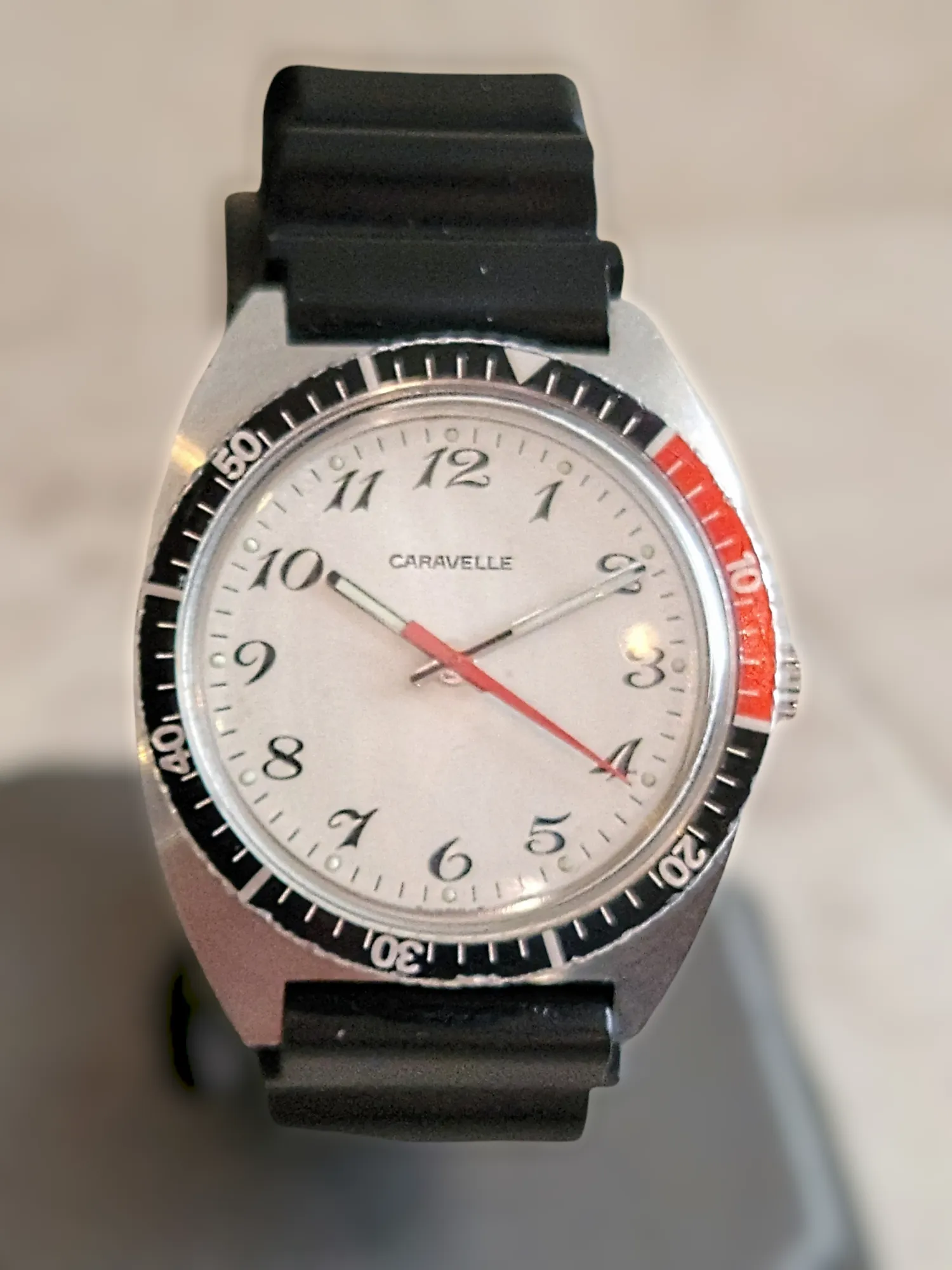 1977 CARAVELLE By Bulova Diver Watch Pepsi Bezel - All S. Steel