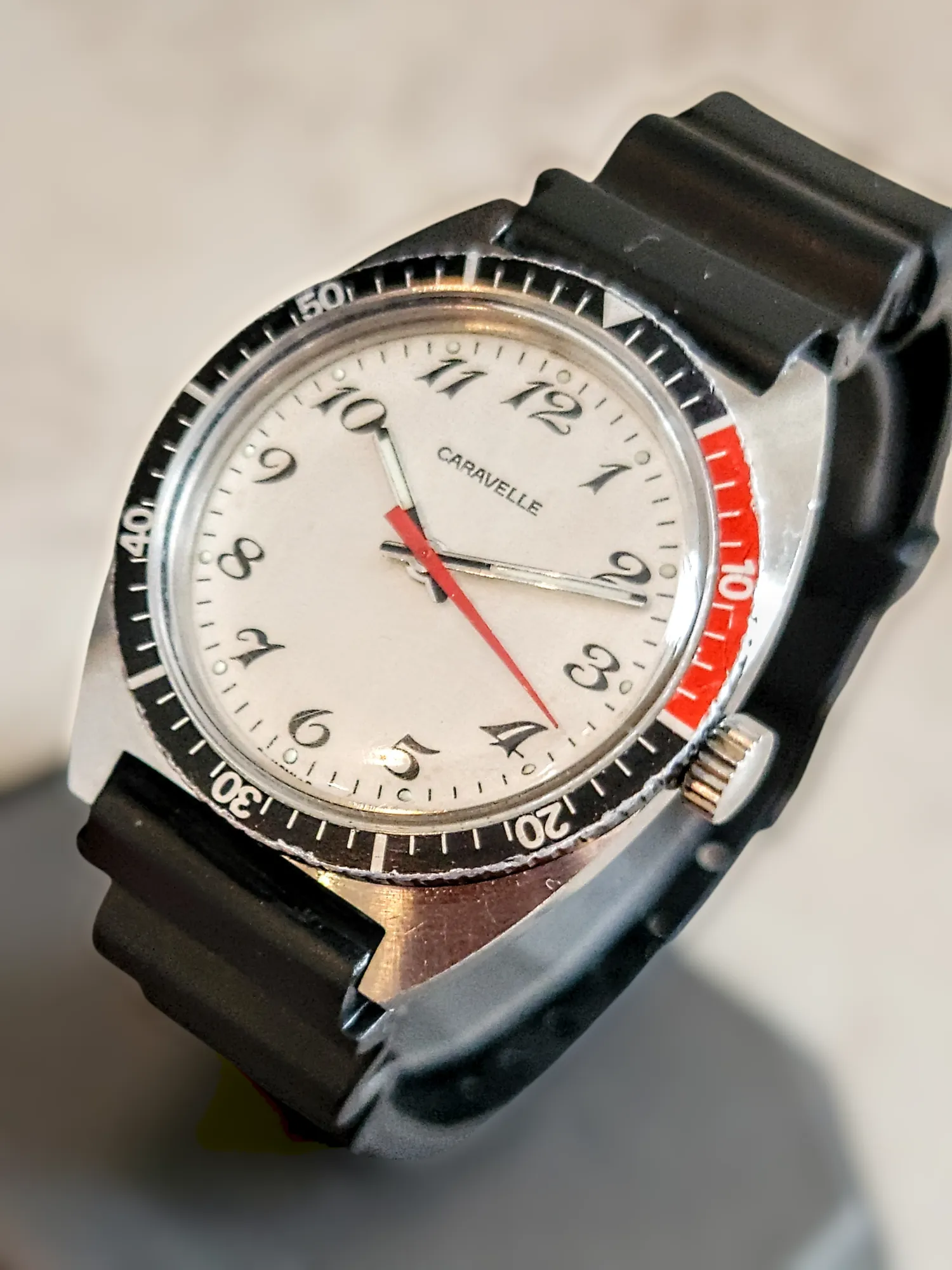 1977 CARAVELLE By Bulova Diver Watch Pepsi Bezel - All S. Steel