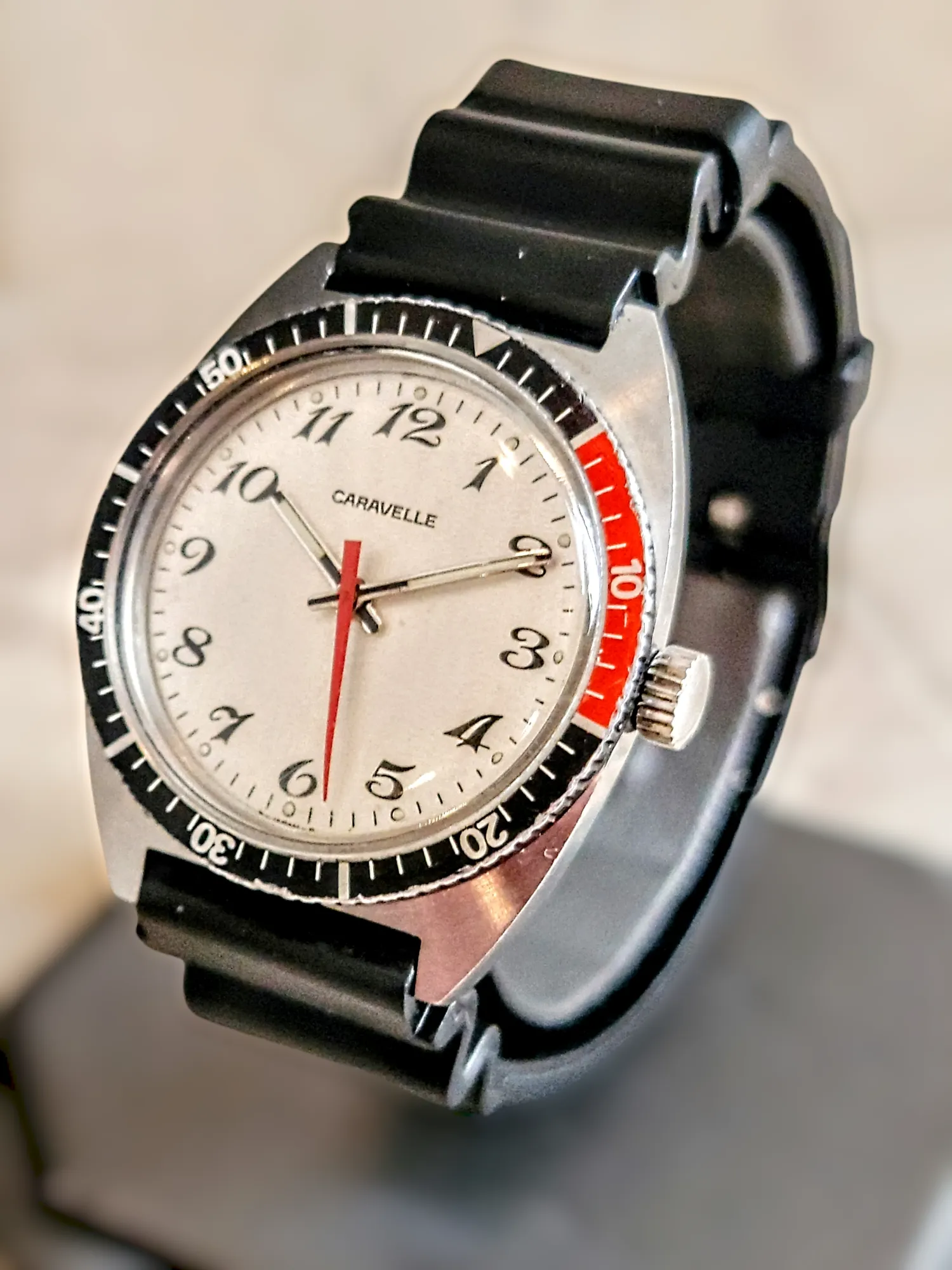 1977 CARAVELLE By Bulova Diver Watch Pepsi Bezel - All S. Steel