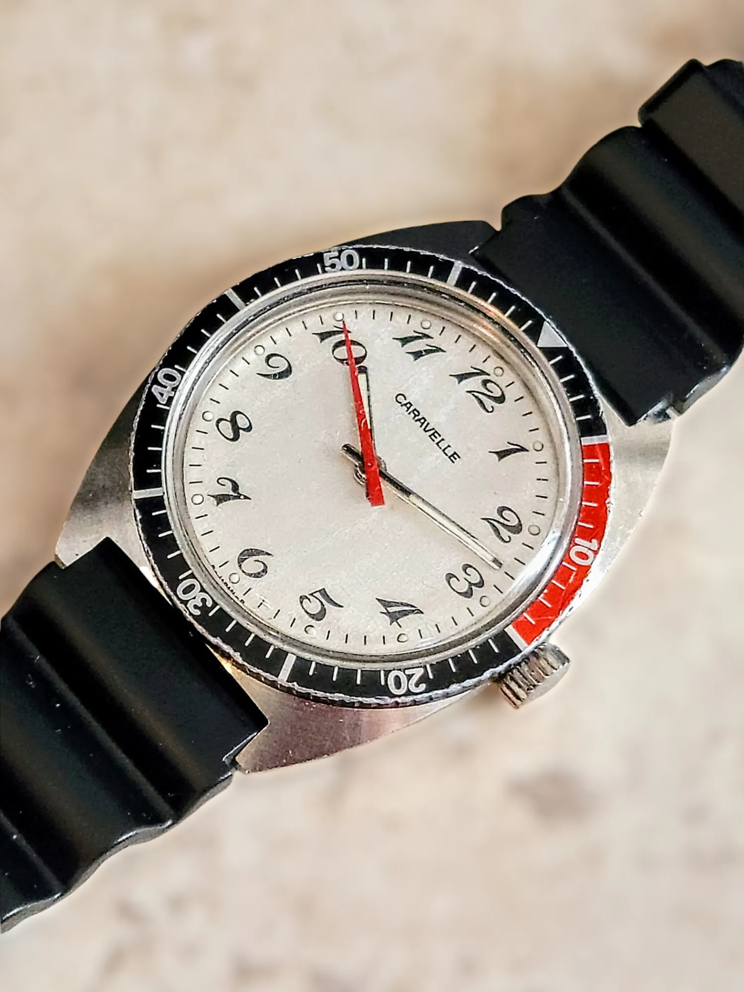 1977 CARAVELLE By Bulova Diver Watch Pepsi Bezel - All S. Steel