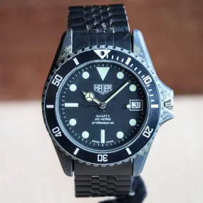1980s HEUER Professional Diver Wristwatch PVD "Black Coral" Vintage Quartz Watch Ref. 980.026