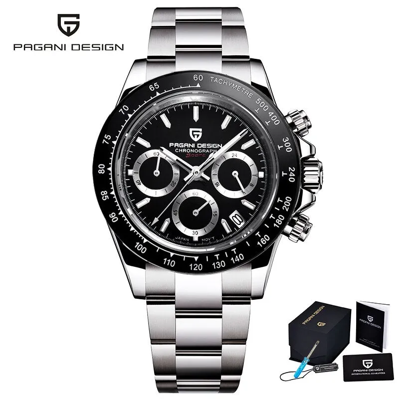 2021 New PAGANI DESIGN  Chronograph Luxury Quartz Wrist Watch For Men Auto Date 100M Waterproof JAPAN VK63 Reloj Hombre