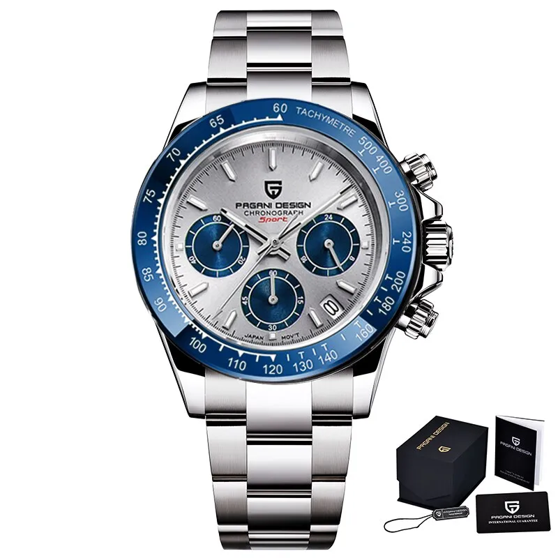 2021 New PAGANI DESIGN  Chronograph Luxury Quartz Wrist Watch For Men Auto Date 100M Waterproof JAPAN VK63 Reloj Hombre