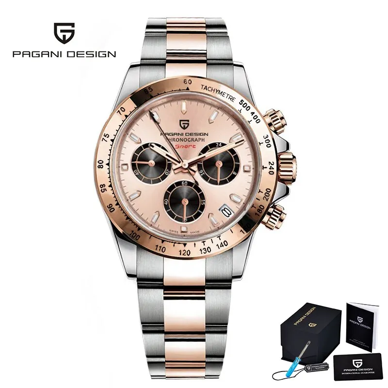 2021 New PAGANI DESIGN  Chronograph Luxury Quartz Wrist Watch For Men Auto Date 100M Waterproof JAPAN VK63 Reloj Hombre