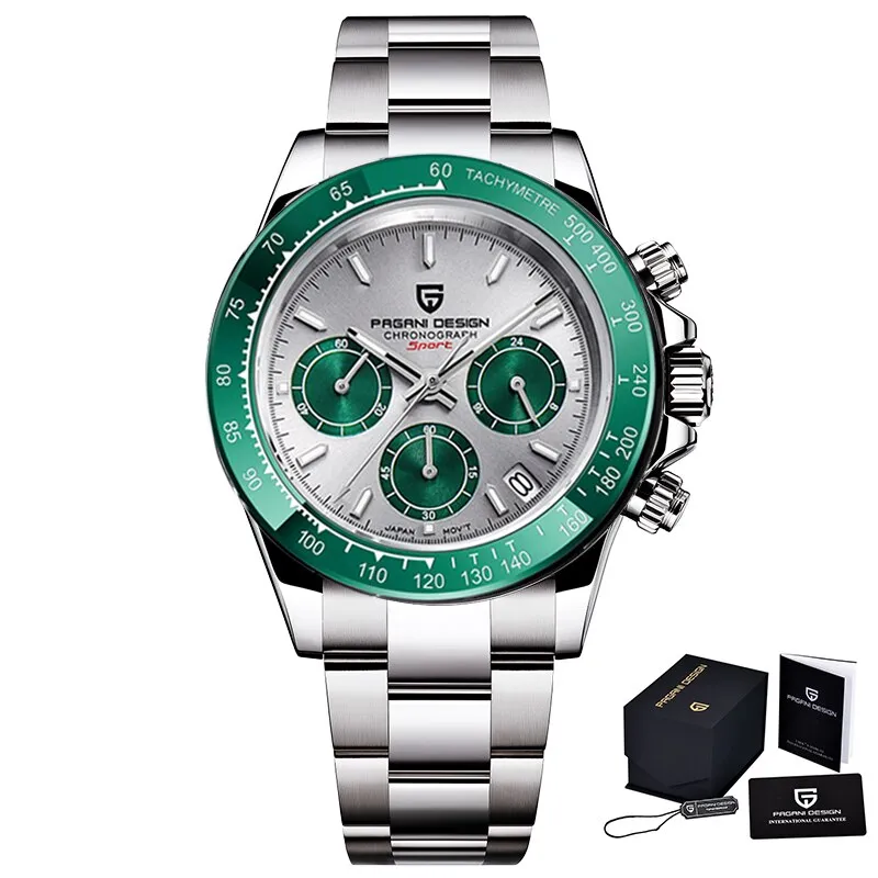 2021 New PAGANI DESIGN  Chronograph Luxury Quartz Wrist Watch For Men Auto Date 100M Waterproof JAPAN VK63 Reloj Hombre
