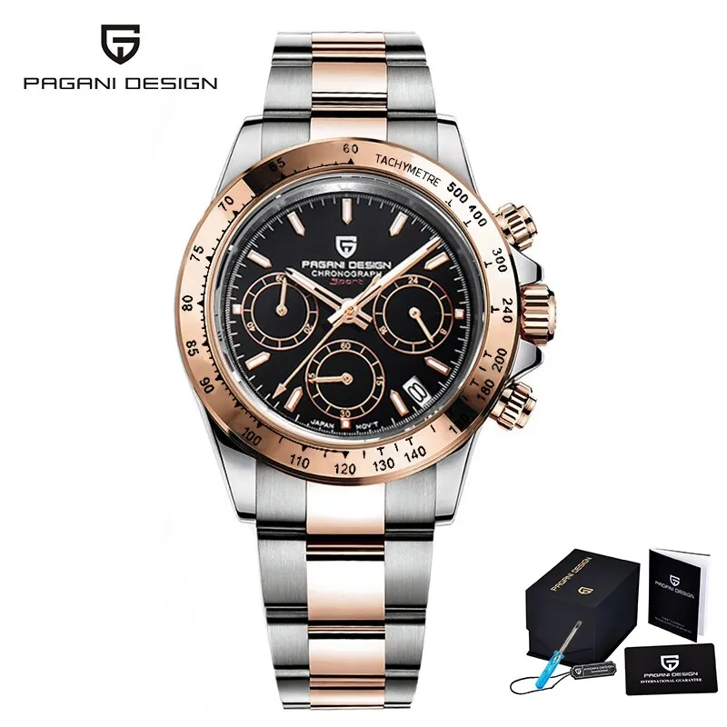 2021 New PAGANI DESIGN  Chronograph Luxury Quartz Wrist Watch For Men Auto Date 100M Waterproof JAPAN VK63 Reloj Hombre