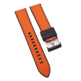 20mm, 22mm Hybrid Orange Nylon FKM Rubber Watch Strap, Quick Release Spring Bars
