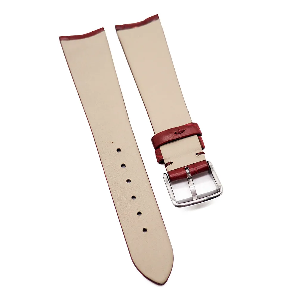 20mm Classic Style Mahogany Red Alligator Leather Watch Strap