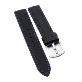 20mm Hybrid Black Nylon Blue Rubber Watch Strap