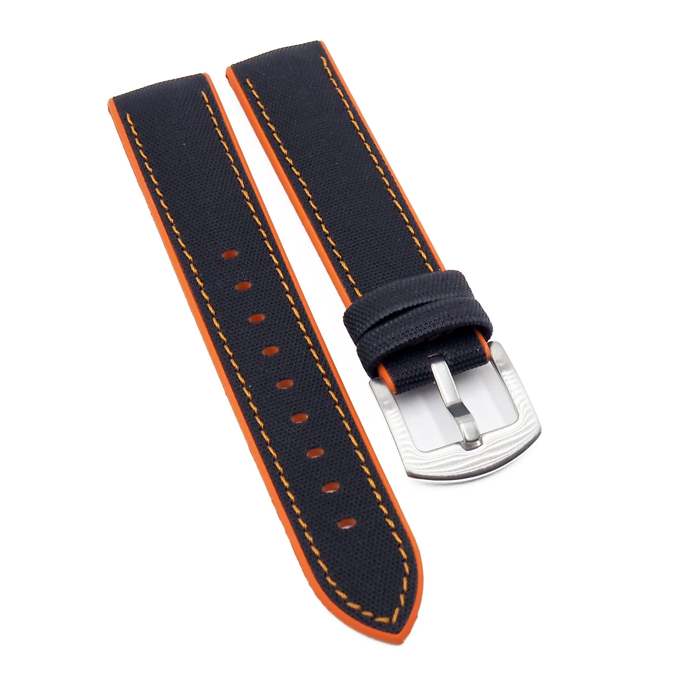 20mm Hybrid Black Nylon Orange Rubber Watch Strap