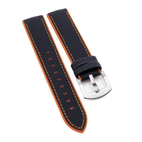 20mm Hybrid Black Nylon Orange Rubber Watch Strap