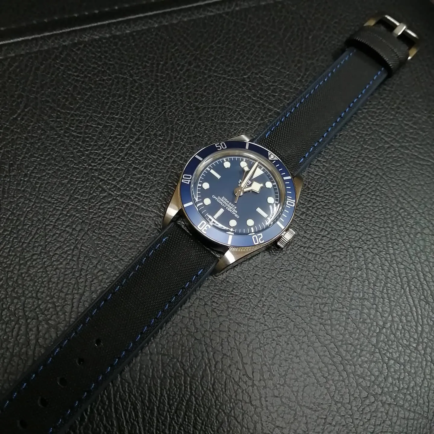 20mm Hybrid Black Nylon Rubber Watch Strap