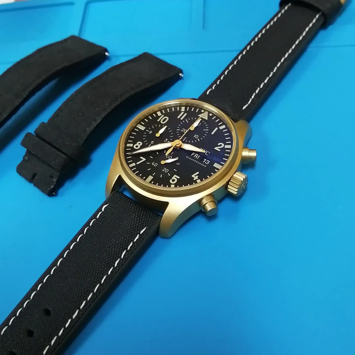 20mm Hybrid Black Nylon Rubber Watch Strap
