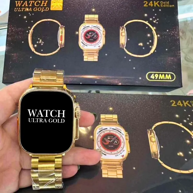 24K Ultra Watch 2 Gold Edition | HD Display | Bluetooth Calling | Compatible with Apple iOS | Wireless Charging | Multiple Sports Mode