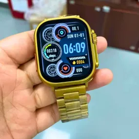 24K Ultra Watch 2 Gold Edition | HD Display | Bluetooth Calling | Compatible with Apple iOS | Wireless Charging | Multiple Sports Mode