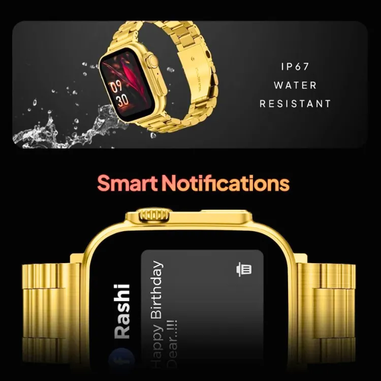 24K Ultra Watch 2 Gold Edition | HD Display | Bluetooth Calling | Compatible with Apple iOS | Wireless Charging | Multiple Sports Mode