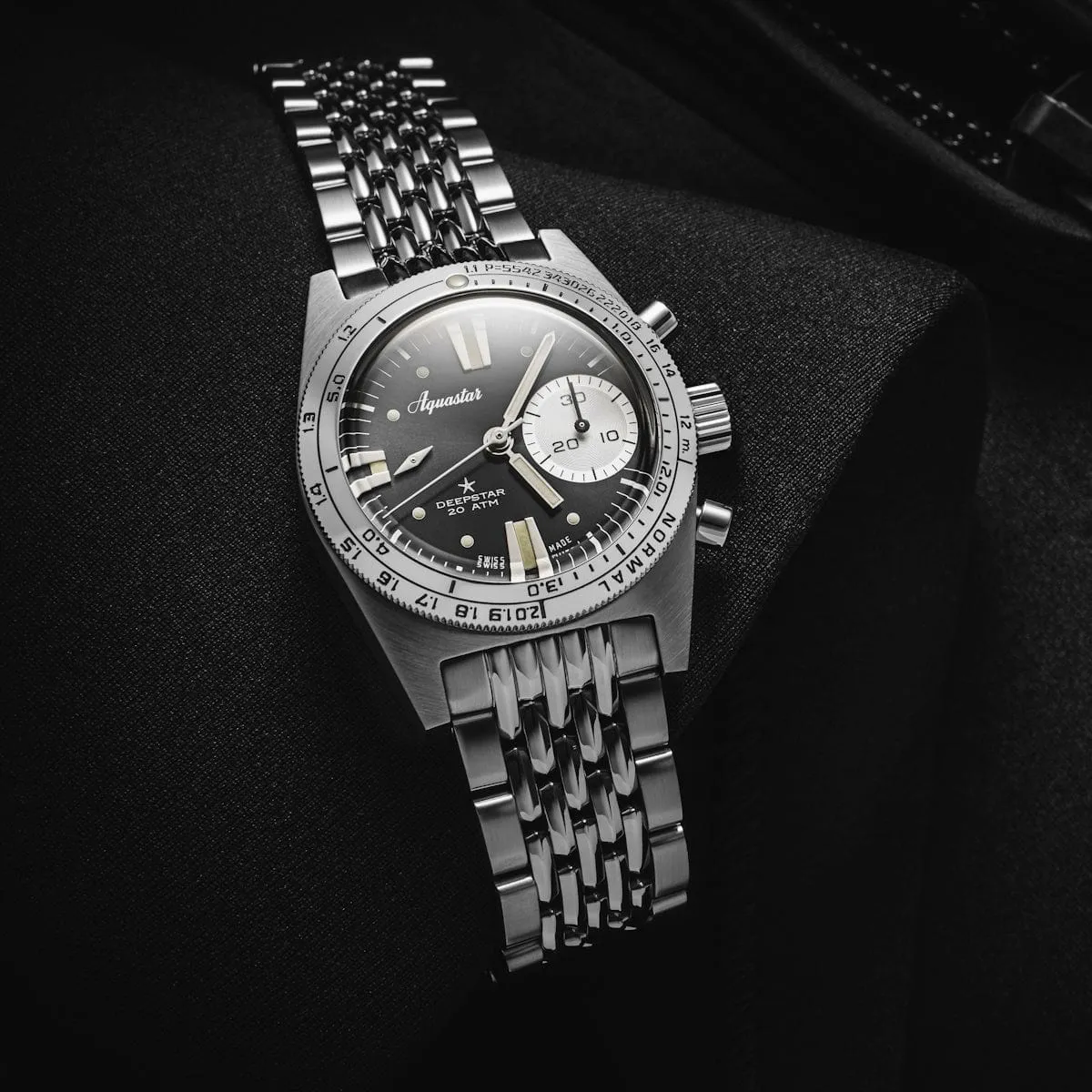 Aquastar Deepstar 39mm Chronograph Steel Grey Dial BOR Bracelet