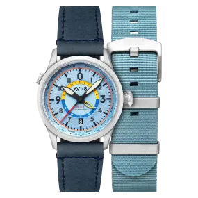 AVI-8 Flyboy Power Blue Wingman Worldtimer GMT Automatic AV-4120-03