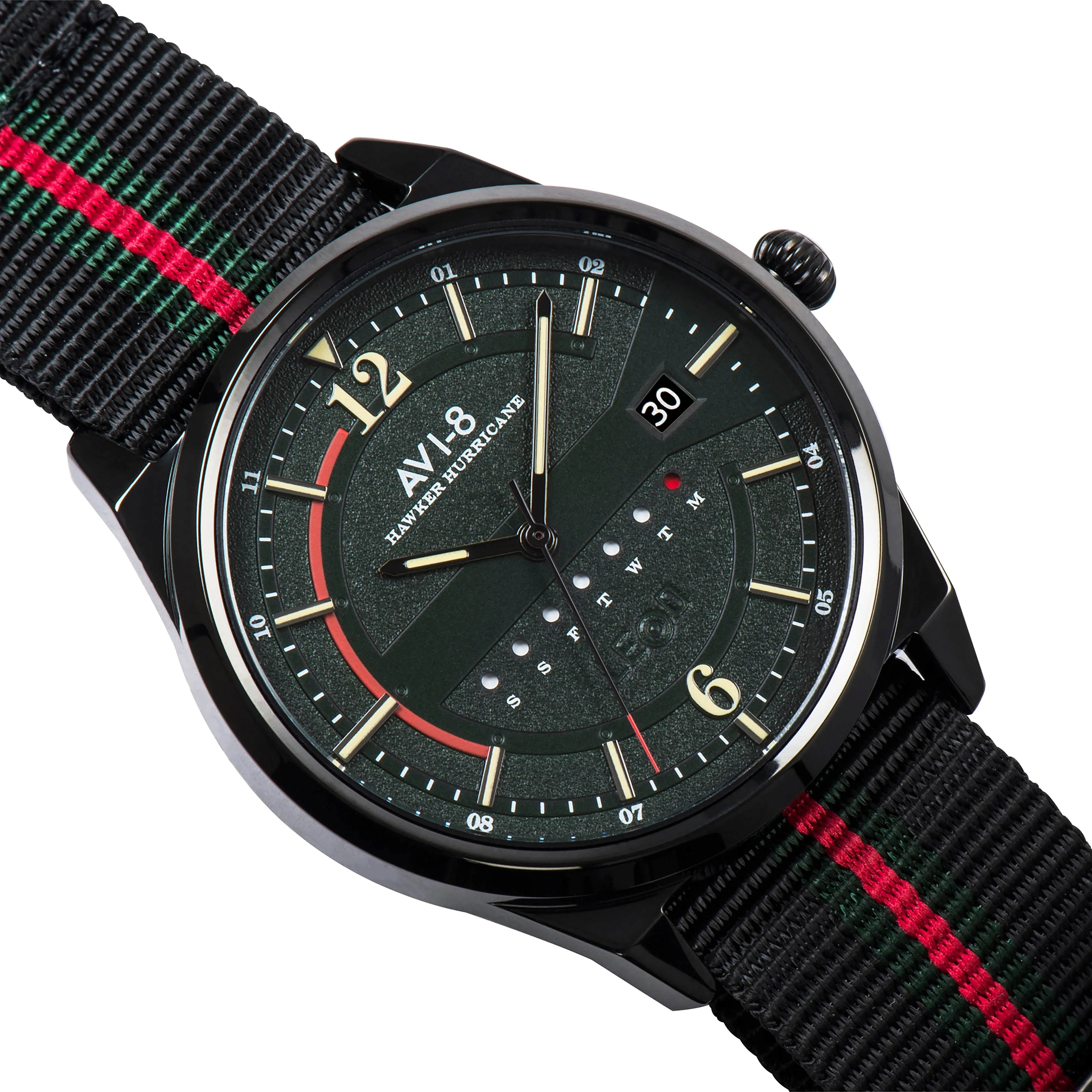 AVI-8 Hawker Hurricane Wingman Japanese Quartz Flag Black Men's Watch AV-4044-03