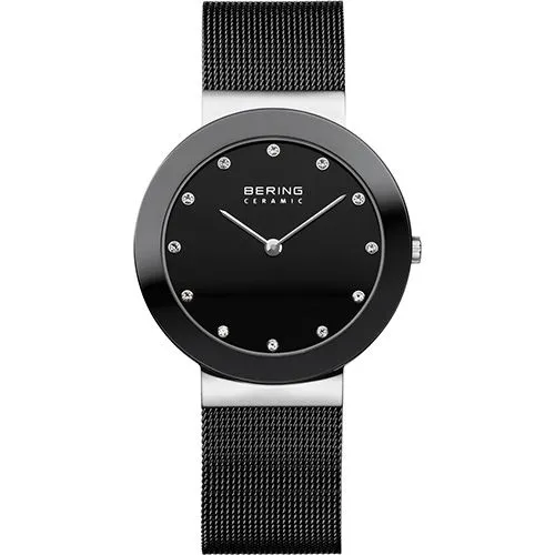 Bering Ladies Black Ceramic Mesh Watch