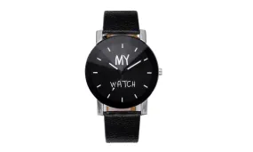 Black Ceramic Leather Watch For Men
