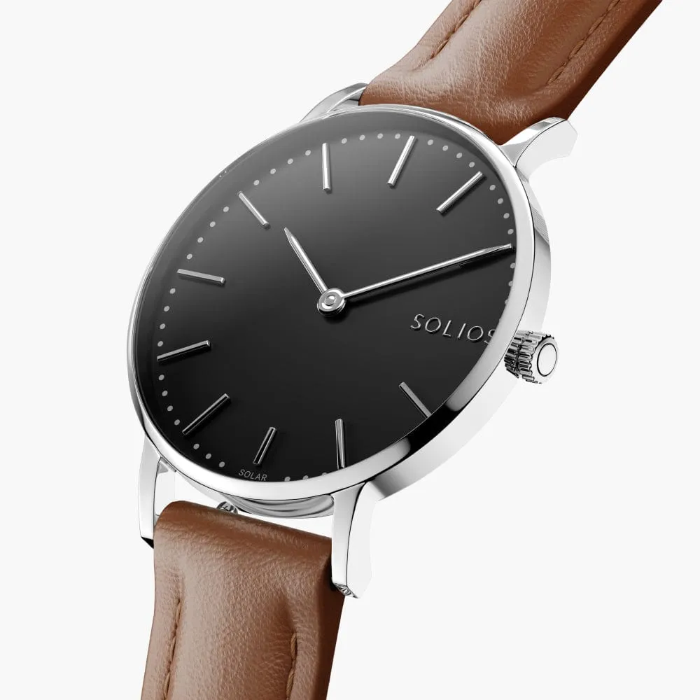 Black   Silver Solar Classic (Brown Eco Vegan Leather)