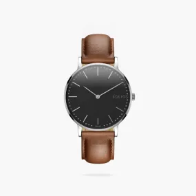 Black   Silver Solar Classic (Brown Eco Vegan Leather)