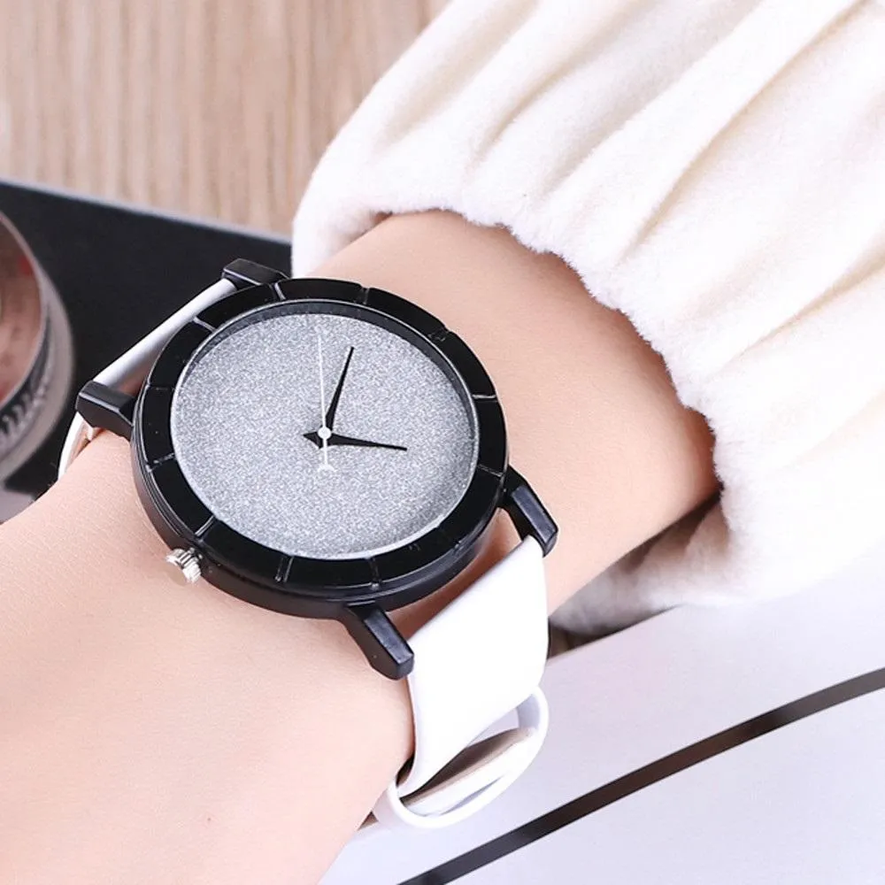 Bling Pattern Dial Ladies Casual Clock Wrist Watch