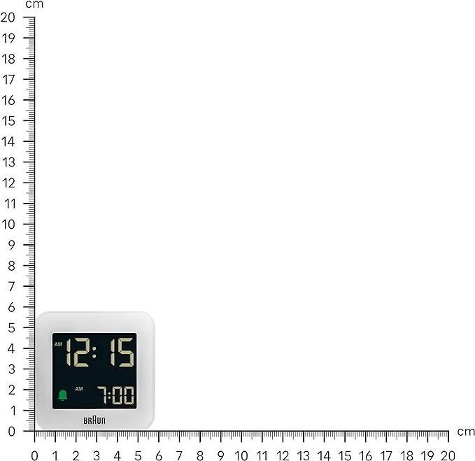 Braun Digital Travel Clock with Snooze,Negative LCD Display, Quick Set, - BC08W